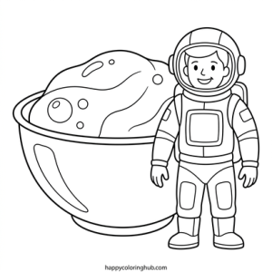 Astronauts baking coloring page for anxiety relief