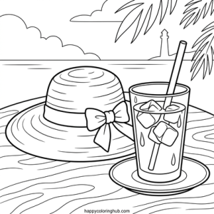 Cafes surfing coloring page for adults