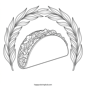 Art nouveau tacos coloring page for adults