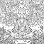 Minimalist aliens coloring page for seniors