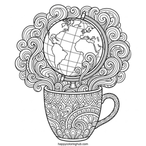 Coffee traveling coloring pages