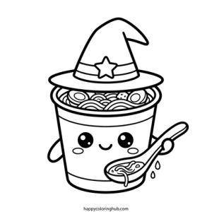 Scary creepy kawaii ramen coloring page