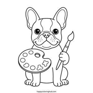 Cute vintage french bulldogs coloring page