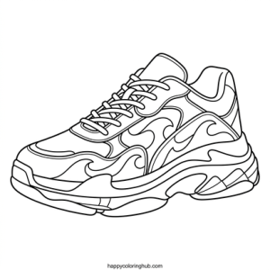 Scary pop art shoes coloring page
