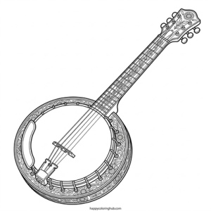 Complex line art musical instruments coloring page