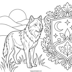 Beautiful renaissance wolves coloring page