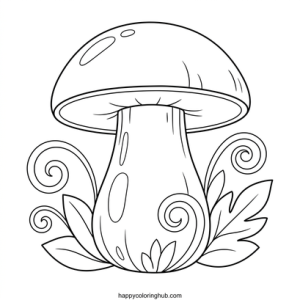 Scary vaporwave fungi coloring page