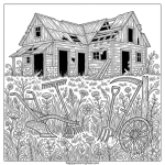 Scary retro 80s farms coloring page