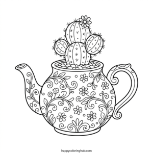 Cactuses celebration coloring page for seniors