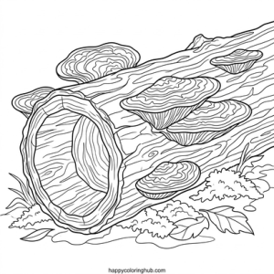 Sketchy mushrooms coloring page for stress relief