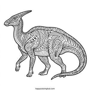 Retro 80s dinosaurs coloring page for stress relief