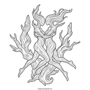 Scary pixel art beaches coloring page