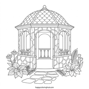 Sassy mosaic villages coloring page