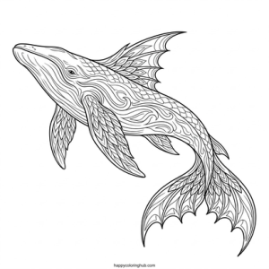Pastel goth whales coloring page for stress relief