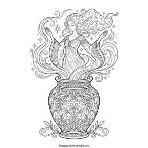 Mosaic wizards coloring page for women