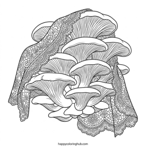 Sassy grayscale fungi coloring page