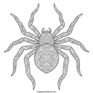Complex sketchy spiders coloring page