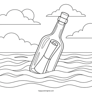 Message in a bottle coloring page