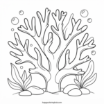 Watercolor style coral reefs coloring page for teens