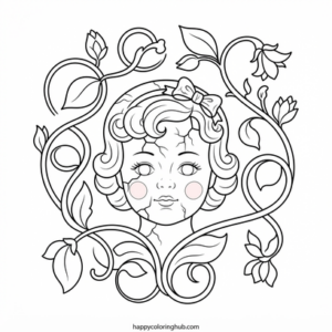 Creepy doll coloring page