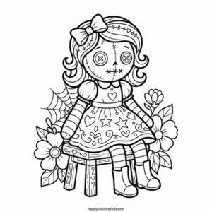 Goth dolls coloring page