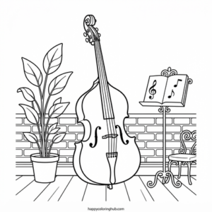 Simple doodle musical instruments coloring page