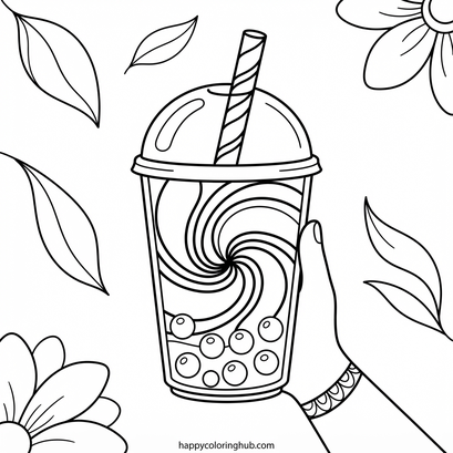 Boobba Tea Scary psychedelic bubble tea coloring page – Happy Coloring Hub – Free ...
