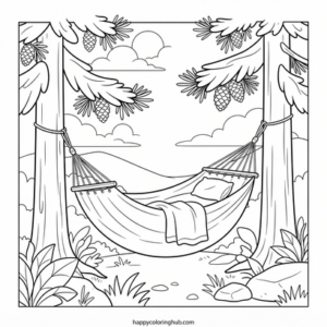 Tarot cards camping coloring page for anxiety relief