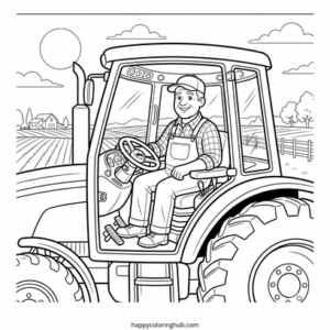 Tractors summer coloring page for men