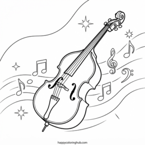 Musical instruments running coloring page for stress relief