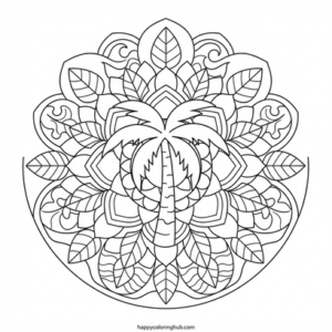 Mandala beaches coloring page for women