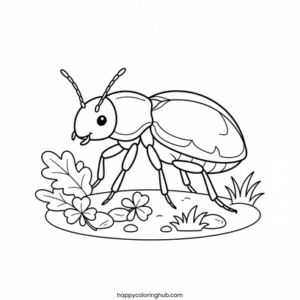 Detailed surreal beetles coloring page