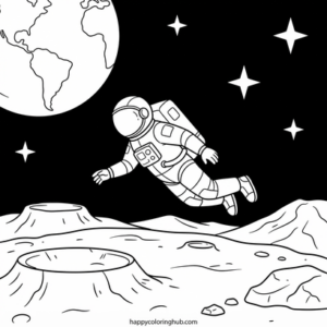 Astronauts skating coloring page for women