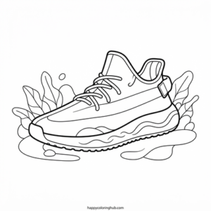 Sneakers knitting coloring page for women