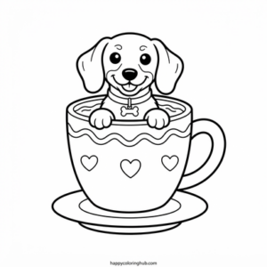 Cute doodle dachshunds coloring page