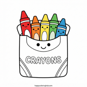 Kawaii school supplies coloring page for kids