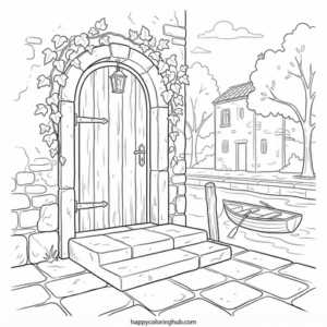 Venice canals coloring page