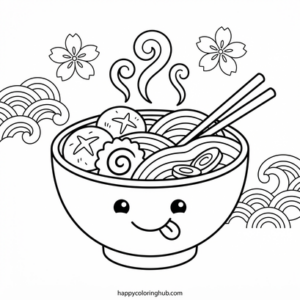Sassy sketchy ramen coloring page