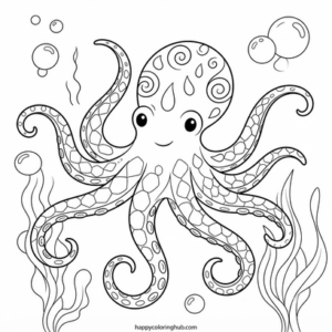 Mosaic octopus coloring page for relaxation