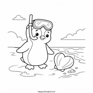 Coral reefs valentine coloring page for kids