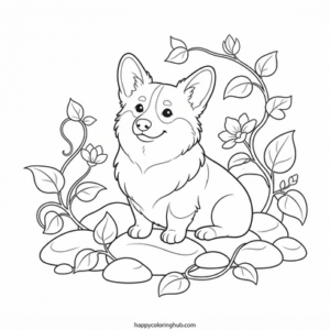 Psychedelic corgis coloring page for women