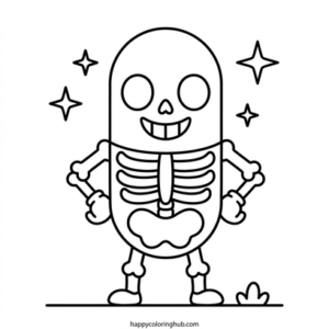 Cute geometric skeletons coloring page