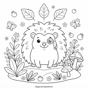 Steampunk hedgehogs coloring page for adults