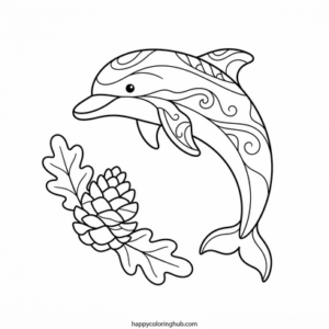Dolphins autumn coloring page