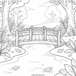 Mountains autumn coloring page for kids