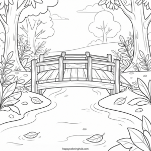Mountains autumn coloring page for kids