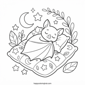 Bats doing yoga coloring page for seniors