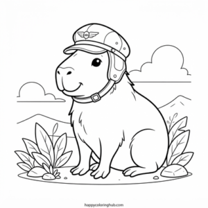 Steampunk capybaras coloring page for adults