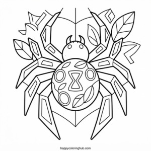 Scary geometric spiders coloring page