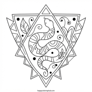 Simple tattoo style snakes coloring page